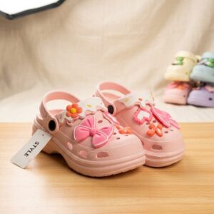 Flower Charm Platform Clogs for Girls